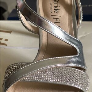 Life Stride Silver Rhinestone Dress Sandals